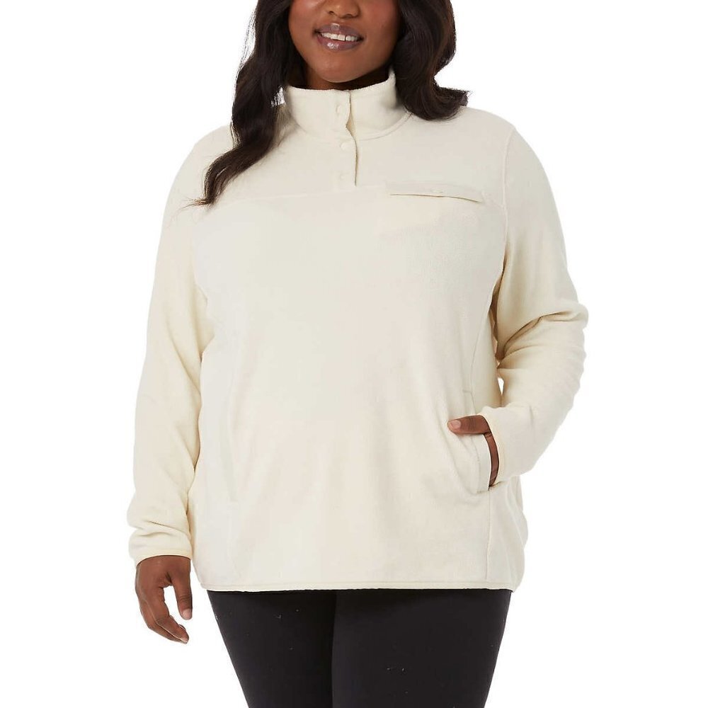 NWT 32 Degrees Women's Soft Fleece Button Snap Sweatshirt Pullover Top - Picture 7 of 8